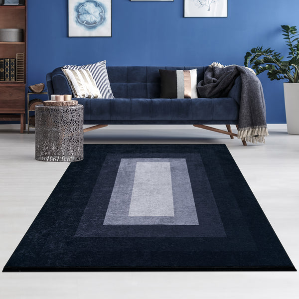 Waschbarer Teppich Blautöne